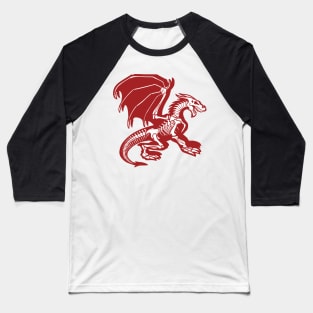 Black Background, Skeleton Dragon Design, Bag of Bones Dragon Baseball T-Shirt